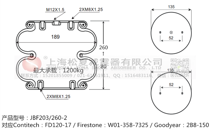 JBF203/260-2橡膠<a href='http://www.shyhbgc.com/' target='_blank'><u>空氣彈簧</u></a>