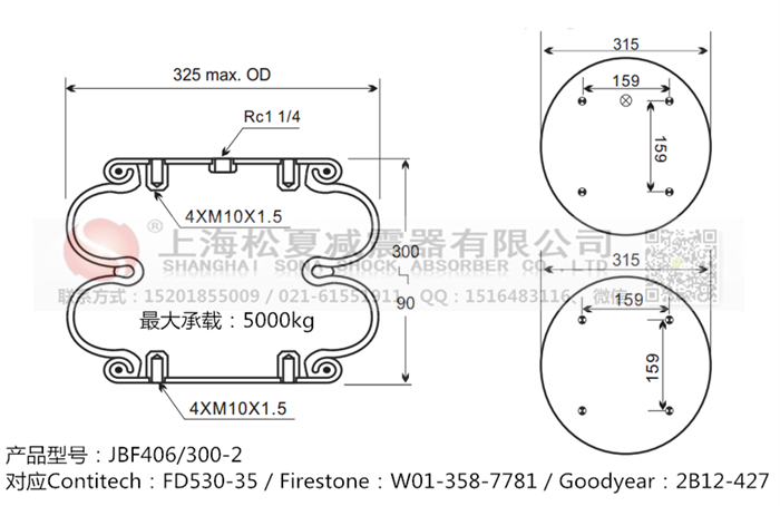 JBF406/300-2橡膠<a href='http://www.shyhbgc.com/' target='_blank'><u>空氣彈簧</u></a>
