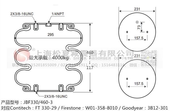 JBF330/460-3橡膠<a href='http://www.shyhbgc.com/' target='_blank'><u>空氣彈簧</u></a>